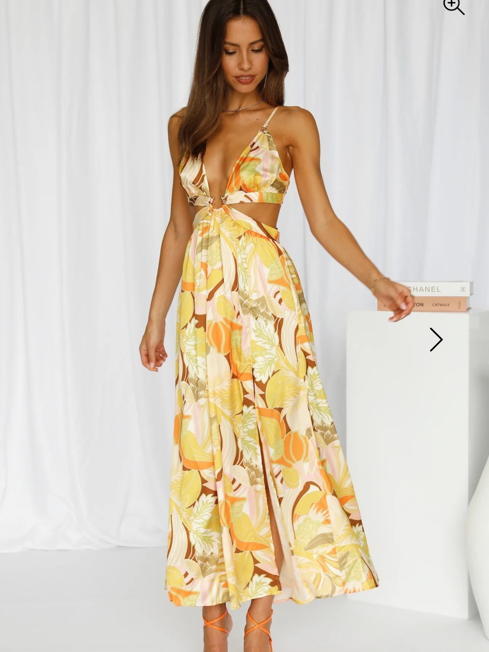 Hello Molly Yellow Floral Cutout Maxi Dress